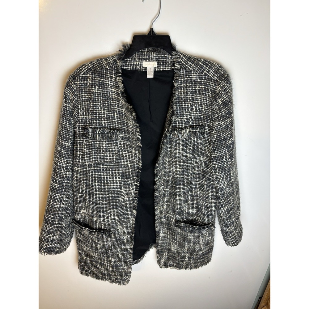 Chico's 2 XL Twill Lined Business Casual Long Occasion Blazer Jacket
